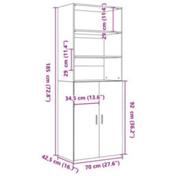 Berkfield Highboard Sonoma Oak 70X42.5X185 Cm Engineered Wood - thumbnail 9
