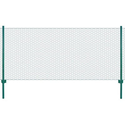 Vidaxl Wire Mesh Fence With Posts Steel 25X0.75 M Green - image 1