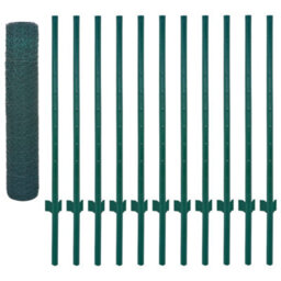 Vidaxl Wire Mesh Fence With Posts Steel 25X0.75 M Green - thumbnail 3