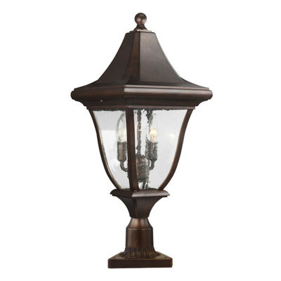 Patina Bronze Outdoor Led Lamp Post With 3 Bulbs - Ip44 Rated For Exterior Use