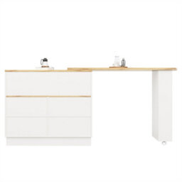 Abrihome Swivelling Dining Bar, Modern Swivelling Sideboard With Glass Front, Sliding Glass Door, White - thumbnail 9