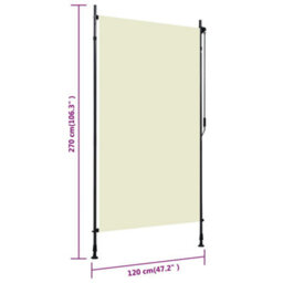 Berkfield Outdoor Roller Blind 120X270 Cm Cream - thumbnail 7
