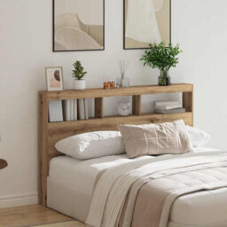 Walplus Headboard Cabinet With Led Artisan Oak 160X17X102 Cm - thumbnail 4