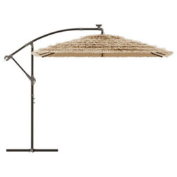 Berkfield Garden Parasol With With Leds And Steel Pole Brown 269X269X235 Cm - thumbnail 5