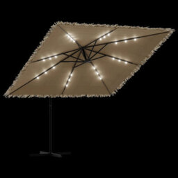 Berkfield Garden Parasol With With Leds And Steel Pole Brown 269X269X235 Cm - thumbnail 9