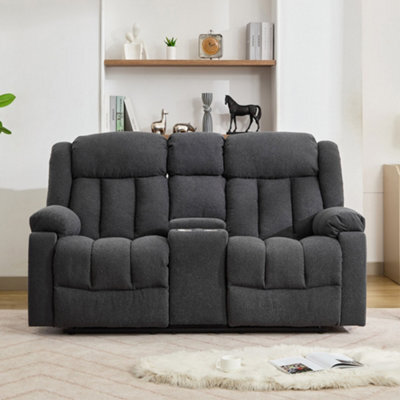 Lovell 2 Seat Recliner Sofa With Centre Console - Dark Grey - image 1