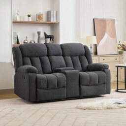 Lovell 2 Seat Recliner Sofa With Centre Console - Dark Grey - thumbnail 3