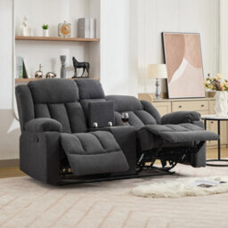 Lovell 2 Seat Recliner Sofa With Centre Console - Dark Grey - thumbnail 2