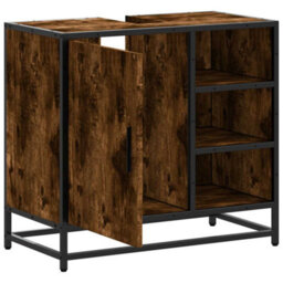 Berkfield Bathroom Sink Cabinet Smoked Oak 65X33X60 Cm Engineered Wood - thumbnail 6