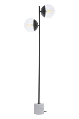 Orsina Double Glass Globe Two Light Black Floor Lamp, Minimalist Bedroom Lamp, Sleek And Sturdy Tall Lamp On Floor - image 1