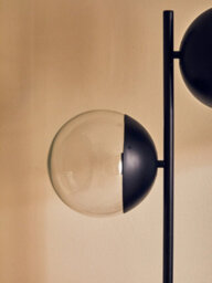 Orsina Double Glass Globe Two Light Black Floor Lamp, Minimalist Bedroom Lamp, Sleek And Sturdy Tall Lamp On Floor - thumbnail 5