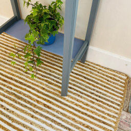 Second Nature Online Chakkar Pale Stripe Rectangular Jute Beige White Hall Rug / 120 Cm X 180 Cm - thumbnail 8