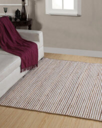Second Nature Online Chakkar Pale Stripe Rectangular Jute Beige White Hall Rug / 120 Cm X 180 Cm - thumbnail 2