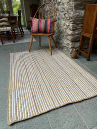 Second Nature Online Chakkar Pale Stripe Rectangular Jute Beige White Hall Rug / 120 Cm X 180 Cm - thumbnail 4
