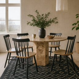 Wyld Haus Bremen Brown Marble Round Dining Table Hexagon Base - thumbnail 2