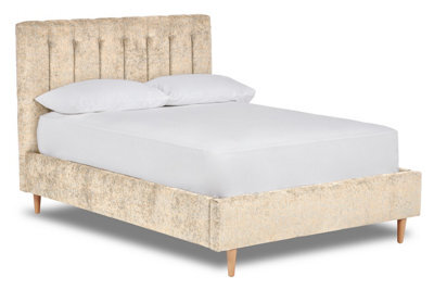 Divan Base Direct Eternal Contemporary Button-Backed Fabric Bed Base Only 4Ft Small Double- Pavia Ivory