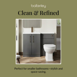 Balterley Left-Hand Bathroom Vanity And Wc Unit Combination With Basin - 1100mm - Gloss Grey With Brushed Bronze Handles - thumbnail 7
