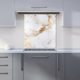 Warren Reed Designer White Marble With Gold Premium Glass Kitchen Splashback W600mm X H600mm - thumbnail 6