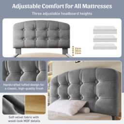 Single Velvet Storage Bed With Drawers & Adjustable Headboard - thumbnail 3