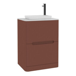 Royal Bathrooms Venice 600mm Terracotta Clay Freestanding Bathroom Countertop Vanity Unit 2 Drawer With Qubix Basin - thumbnail 7
