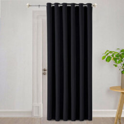 Ameha Black Plain Thermal Insulated Blackout 230Gsm Eyelet Curtain For Energy Saving Single Panel 66''x84'' Uk Home Decor - thumbnail 1