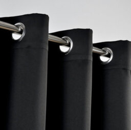 Ameha Black Plain Thermal Insulated Blackout 230Gsm Eyelet Curtain For Energy Saving Single Panel 66''x84'' Uk Home Decor - thumbnail 2