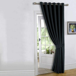 Ameha Black Plain Thermal Insulated Blackout 230Gsm Eyelet Curtain For Energy Saving Single Panel 66''x84'' Uk Home Decor - thumbnail 5
