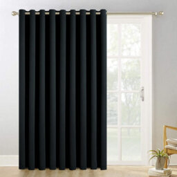 Ameha Black Plain Thermal Insulated Blackout 230Gsm Eyelet Curtain For Energy Saving Single Panel 66''x84'' Uk Home Decor - thumbnail 4