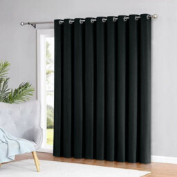 Ameha Black Plain Thermal Insulated Blackout 230Gsm Eyelet Curtain For Energy Saving Single Panel 66''x84'' Uk Home Decor - thumbnail 7