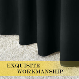 Ameha Black Plain Thermal Insulated Blackout 230Gsm Eyelet Curtain For Energy Saving Single Panel 66''x84'' Uk Home Decor - thumbnail 6
