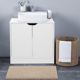 Urbn-Living Urbnliving Height 60Cm Bathroom Sink White Cabinet With Full Pedestal