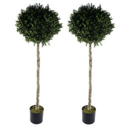 Leaf 140Cm Pair Of Buxus Ball Artificial Tree Uv Resistant Outdoor Topiary - thumbnail 1