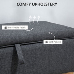 Homcom Linen Storage Ottoman Storage Box With Rubberwood Legs, Dark Grey - thumbnail 5