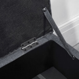 Homcom Linen Storage Ottoman Storage Box With Rubberwood Legs, Dark Grey - thumbnail 8