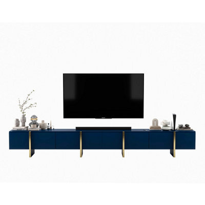 Heze Furniture Kyoto Extra Long 360 Cm Tv Stand Modern Glamour & Ultimate Versatility - Blue Matt - image 1