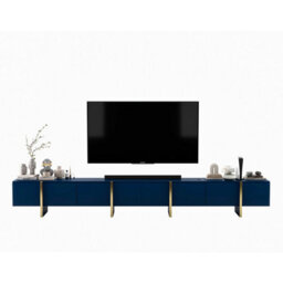 Heze Furniture Kyoto Extra Long 360 Cm Tv Stand Modern Glamour & Ultimate Versatility - Blue Matt