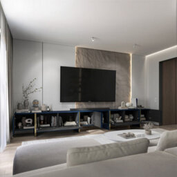 Heze Furniture Kyoto Extra Long 360 Cm Tv Stand Modern Glamour & Ultimate Versatility - Blue Matt - thumbnail 3
