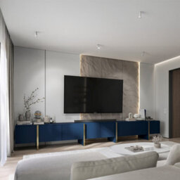 Heze Furniture Kyoto Extra Long 360 Cm Tv Stand Modern Glamour & Ultimate Versatility - Blue Matt - thumbnail 2