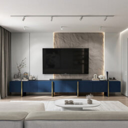 Heze Furniture Kyoto Extra Long 360 Cm Tv Stand Modern Glamour & Ultimate Versatility - Blue Matt - thumbnail 4