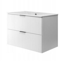 Heze Furniture Flow Wall-Mounted 2 Bathroom Vanity Cabinets Set With Basin 80Cm - White - thumbnail 2