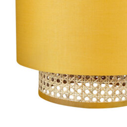 Wyld And Coco Pendant Lamp Natural Yellow Rattan And Fabric Shade, Adjustable Cord, Boho Lighting - thumbnail 5
