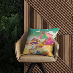 Warren Reed Designer Kitten On A Beach Holiday Outdoor Cushion 45Cm X 45Cm - thumbnail 2