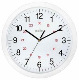 "Acctim Metro 12"" Wall Clock Quartz 12/24 Hour Dial Easy Read Numbers White 30Cm"