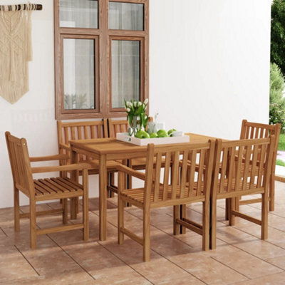 Berkfield 7 Piece Garden Dining Set Solid Teak Wood