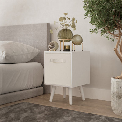 Urbn-Living Urbnliving 51Cm Height White Wooden Cube Storage Bookcase White Legs Cream Colour Inserts - image 1