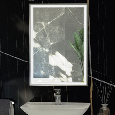 RAK Ceramics Rak Picture Square 500X700mm Rectangular Illuminated Bathroom Mirror With Touch Sensor & Demister Pad, Chrome Effect, Ip44 - image 1