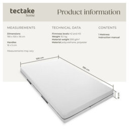 Tectake 2-In-1 Mattress Sky - 2 Firmness Levels, 3D Mesh Surface - 100 X 190 Cm - thumbnail 6
