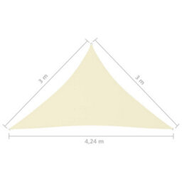 Berkfield Sunshade Sail Oxford Fabric Triangular 3X3X4.24 M Cream - thumbnail 6