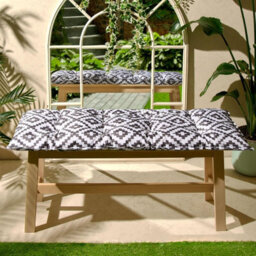 OHS Outdoor 2 Seater Bench Cushion Garden Furniture Seat, 40 X 110Cm - Grey Geo - thumbnail 2