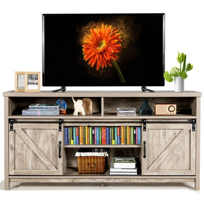 "Costway 150Cm Sliding Barn Door Tv Stand Farmhouse Flat Screen Console For Tvs Up To 65""" - image 1
